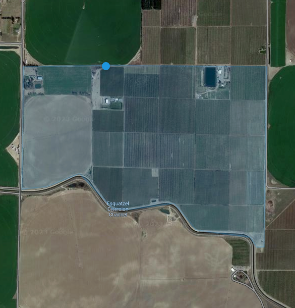 Geofence on satellite map of farmlands
