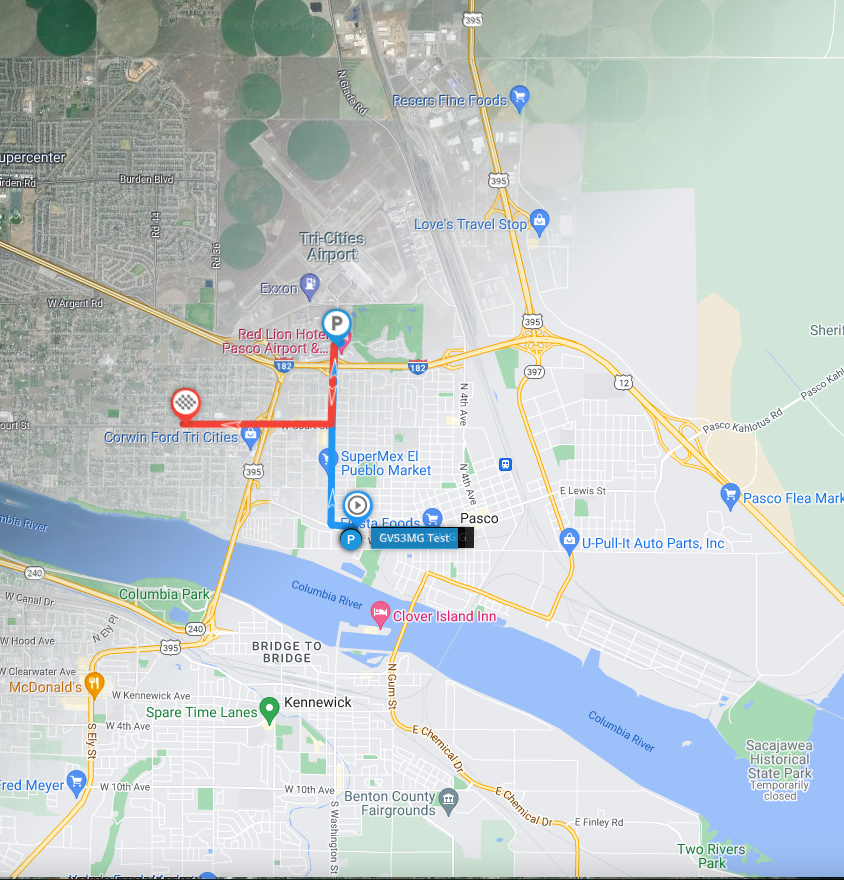 Device route history on map